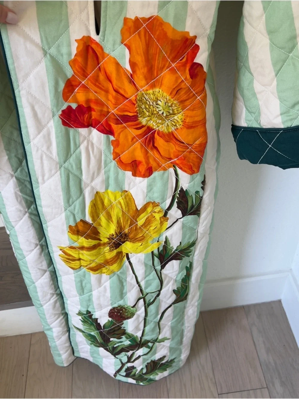 Missing Belt Anthropologie Nay Bellamy x LyreBird Quilted Printed Flannel Robe